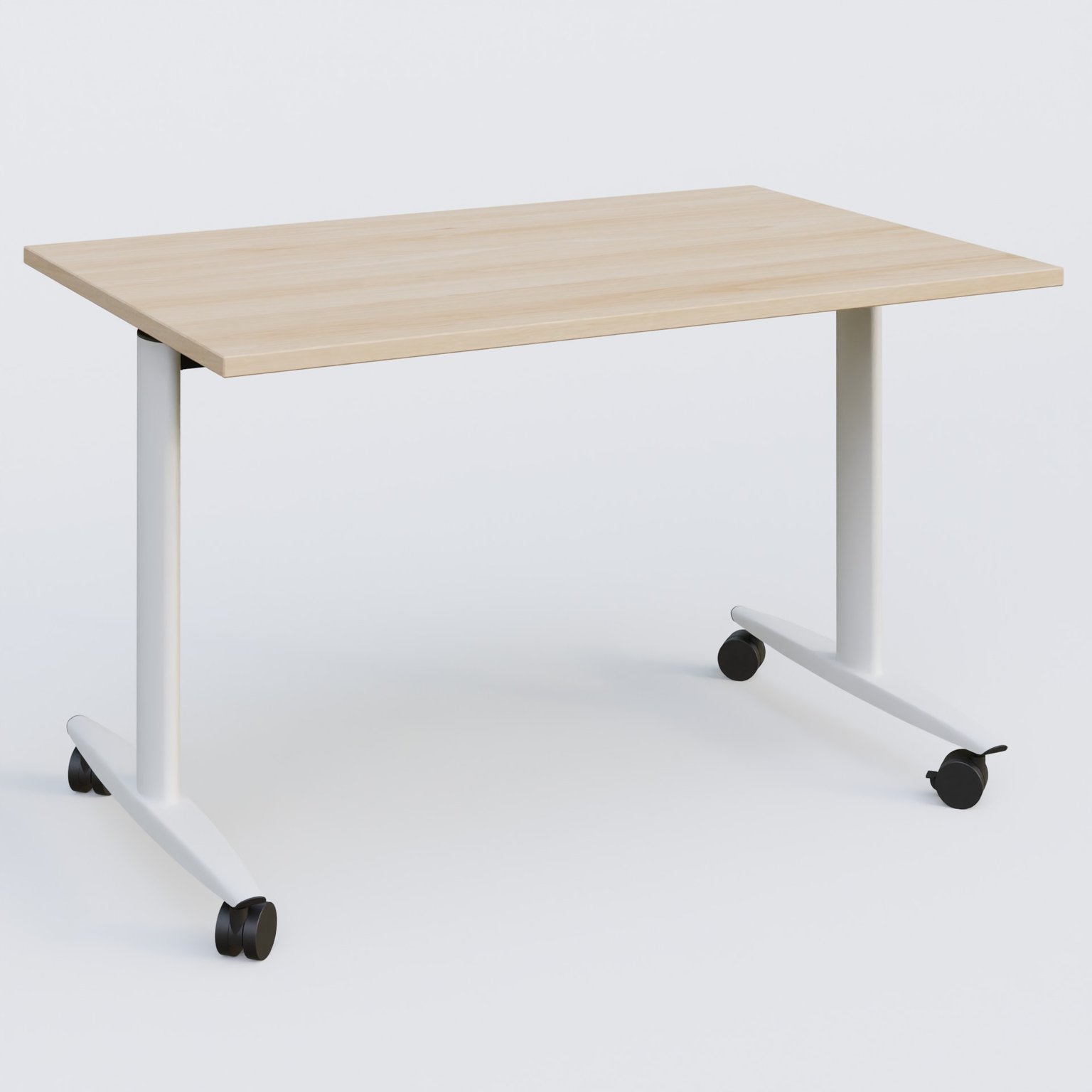 Table abattante gamme Design 120*80 cm. Plateau Hêtre et pietement Blanc.