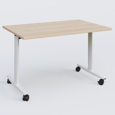 TABLES ABATTANTES - New Design - Table abattante gamme Design 120*80 cm. Plateau Hêtre et pietement Blanc.