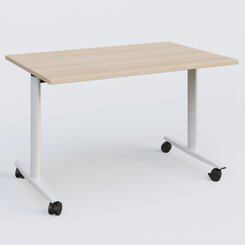 TABLES ABATTANTES - New Design - Table abattante gamme Design 120*80 cm. Plateau Hêtre et pietement Blanc.