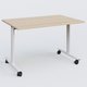 Table abattante gamme Design 120*80 cm. Plateau Hêtre et pietement Blanc.