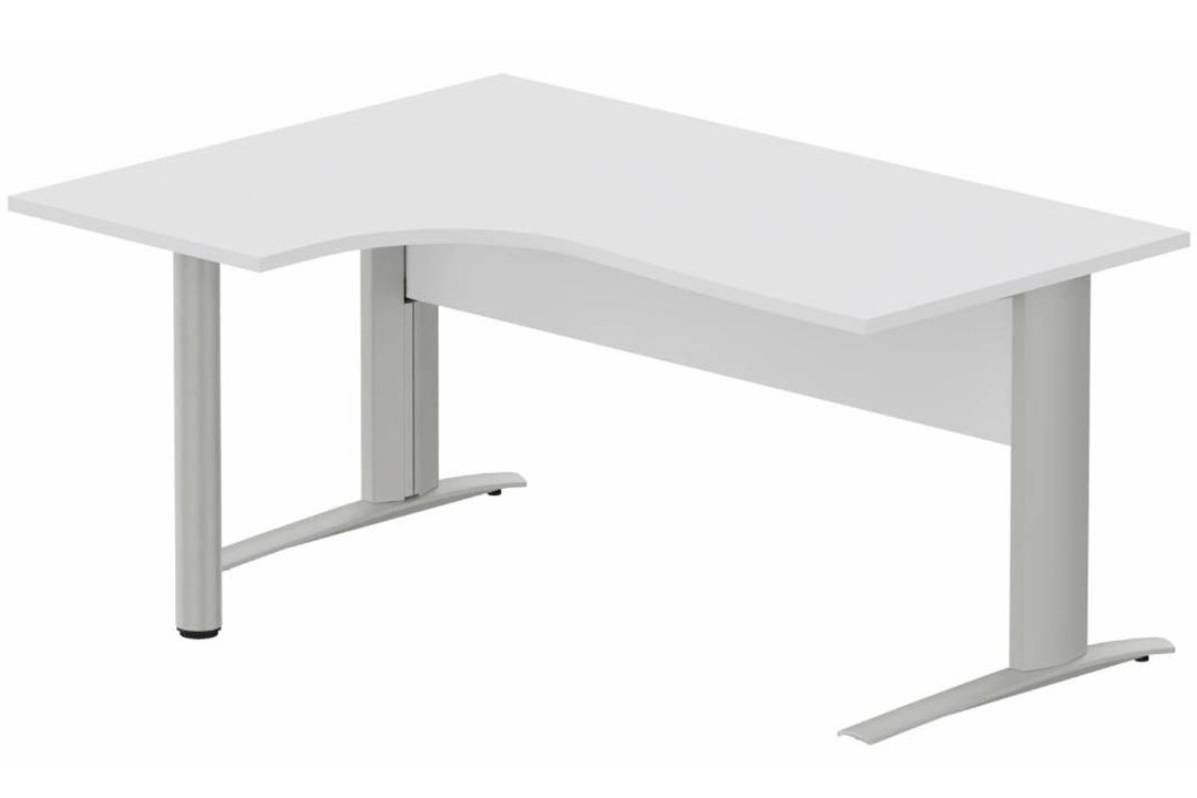 K1 VDF BOIS Compact 90° asymétrique 160x120x80/60cm retour à gauche sur pied de soutien blanc/aluminium - sur délai