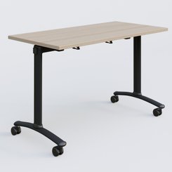 [Pas de famille] - [Pas de sous famille] - Table abattante gamme Arca 120-60 cm. Plateau Acacia et pietement Noir.