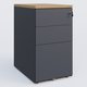 Caisson hauteur de bureau métalique 3 tiroirs avec top de finition, profondeur 60cm. Plateau Noyer et caisson Anthracite.