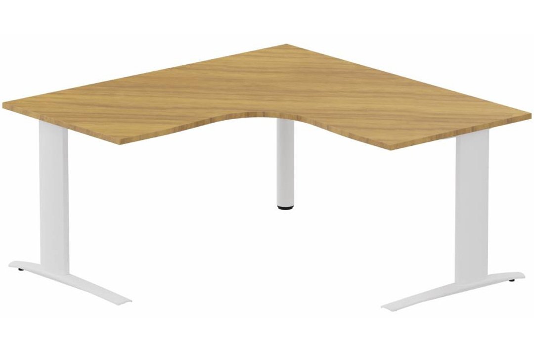K1 - Plan compact 90° symétrique sur poutre 160x160x80 / 80 -Finitions : PLATEAUX: NOYER (NO) / PIETEMENTS: BLANC (BL)