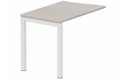 Retour vague à gauche 90x60cm sur pied, plateau acacia, structure blanc