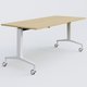Module droit de la gamme LEM 180-80 cm. Plateau Chêne clair et pietement Blanc.