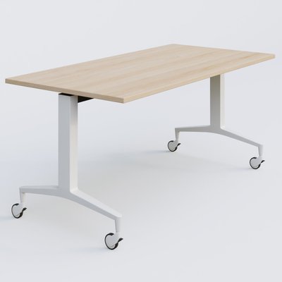 [Pas de famille] - [Pas de sous famille] - Module droit de la gamme LEM 160-80 cm. Plateau Hêtre et pietement Blanc.