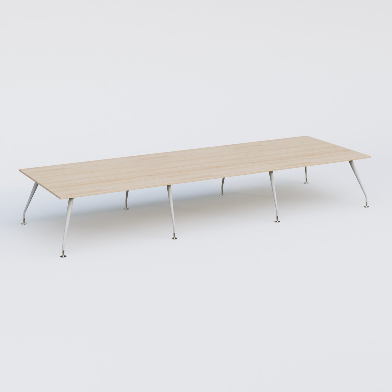 K5 table de reunion 480*165 cm. Plateau Hêtre et pietement Blanc avec base chromé.