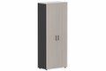 Armoire mélamine H196xL100cm portes bois, Finitions= Top de finition : acacia (AK) / Corps d'armoire et tablettes : Noir (NR)/ Façade : Acacia (AK) poignées (N)