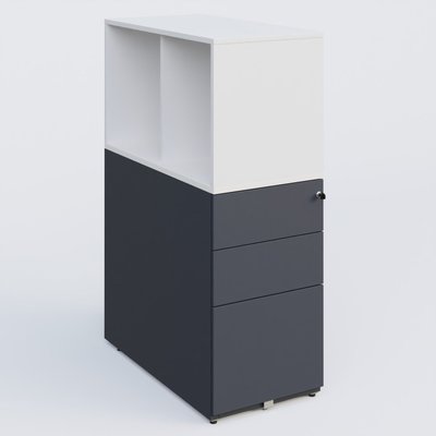 [Pas de famille] - [Pas de sous famille] - Caisson HB 3 tiroirs avec niche. Caisson Anthracite top de finition Blanc et niche blanche.