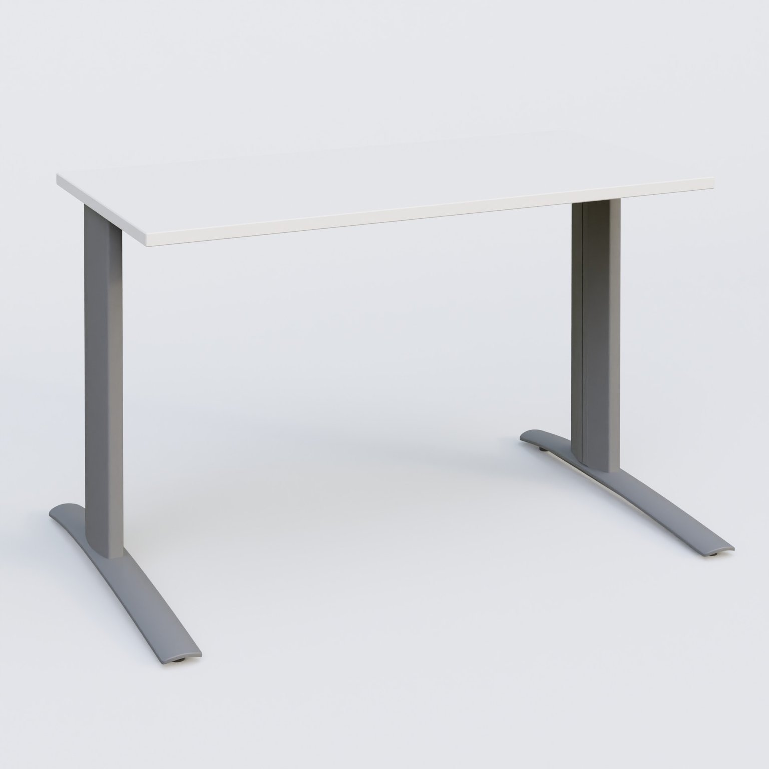 K1 Plateau droit 120x60 pieds fixe. Plateau Blanc et pietement Aluminium