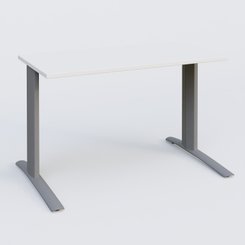Gamme K1 - Plans droits - K1 Plateau droit 120x60 pieds fixe. Plateau Blanc et pietement Aluminium