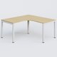 Bureau compact L 160/160 P 80/80 gamme K3. Plateau Chêne clair et pietement Blanc.