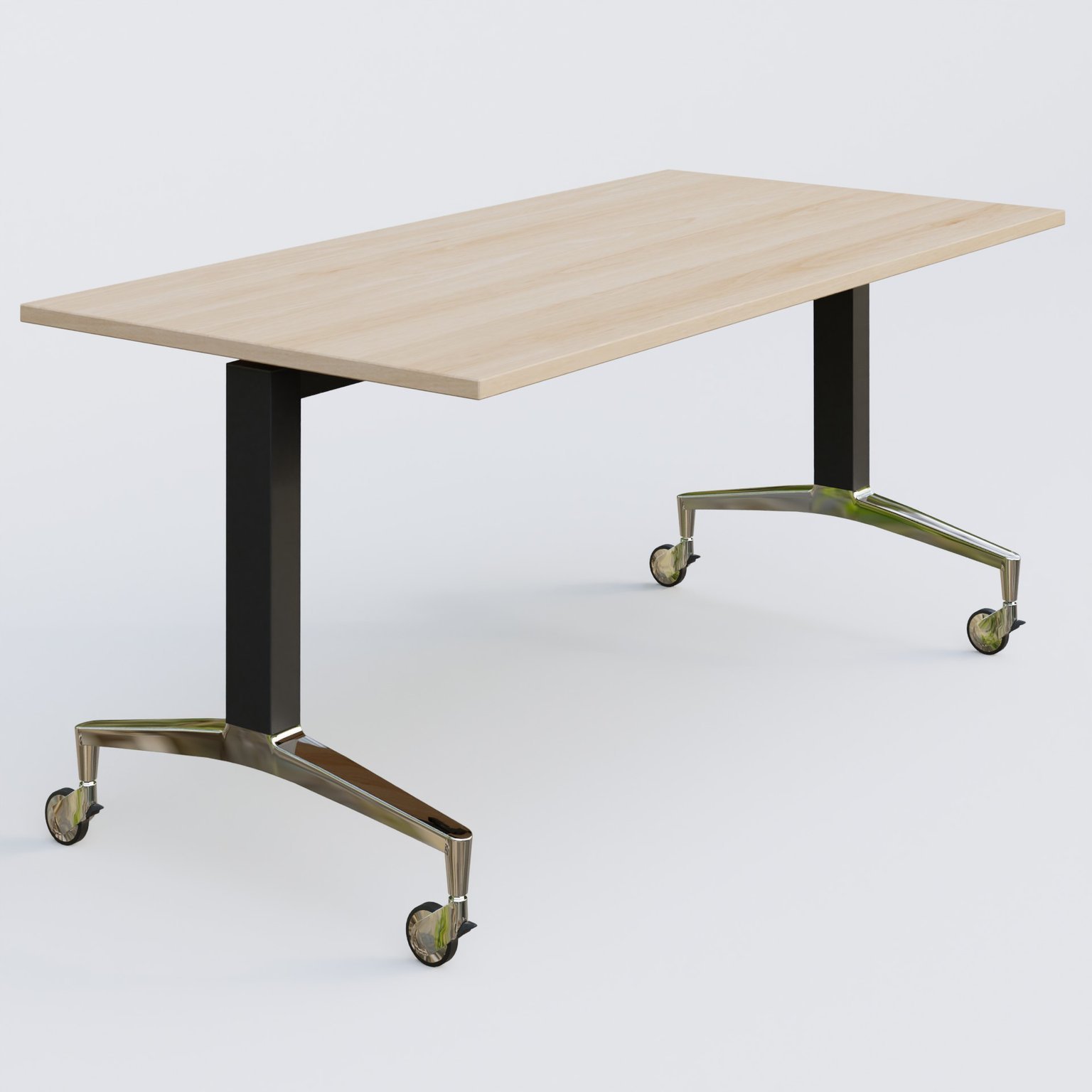 Module droit de la gamme LEM 160-80 cm. Plateau Hêtre et pietement Noir/Chrome.
