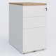 Caisson hauteur de bureau métalique 3 tiroirs avec top de finition, profondeur 60cm. Plateau Noyer et caisson Blanc.