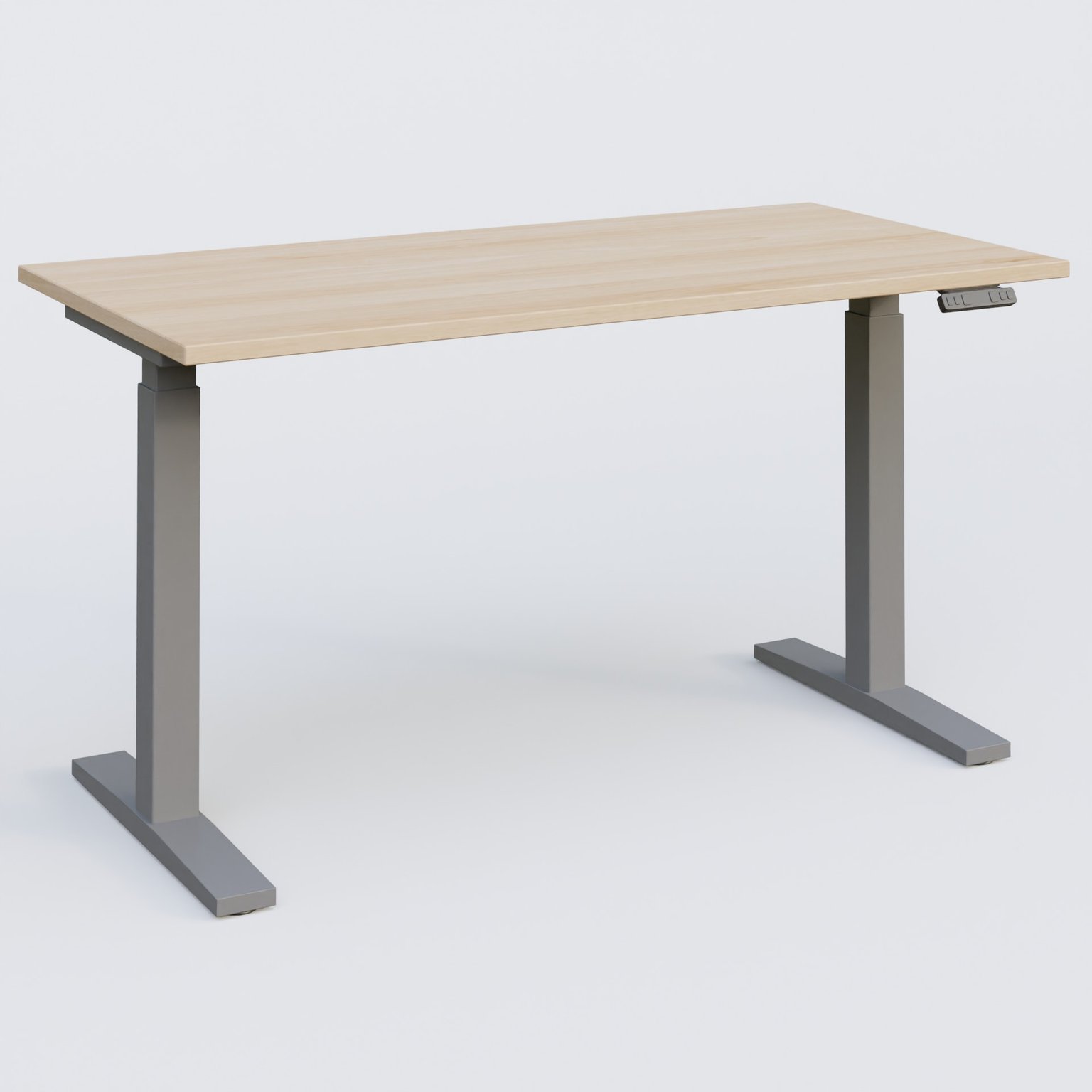 Poste solo 140*70 réglable en hauteur éléctriquement de 70-120 cm gamme KPro2. Plateau Hêtre et pietement Aluminium.
