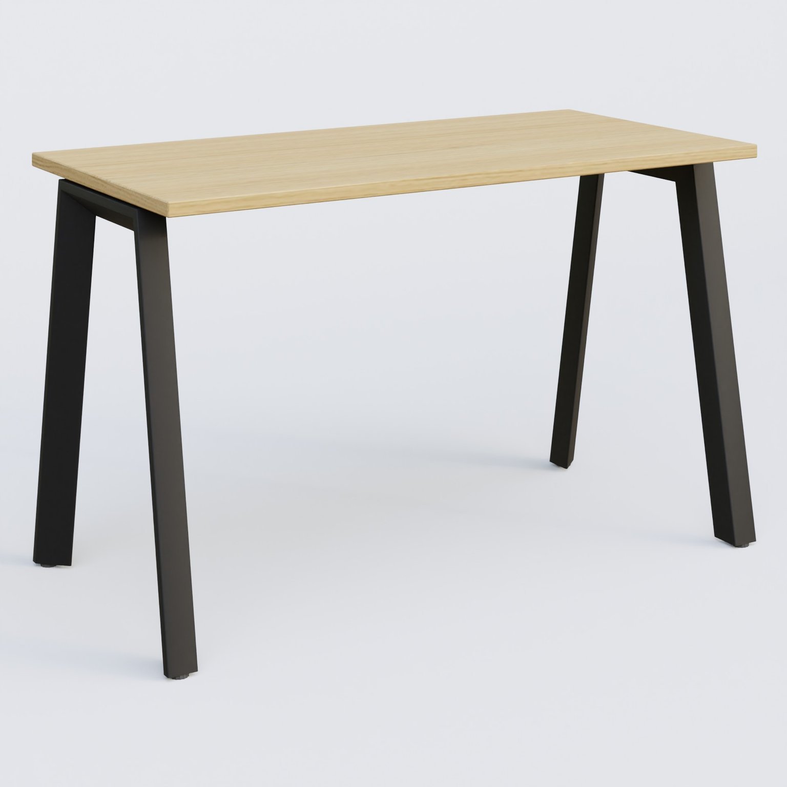 K8 plan droit 120*60 sur pieds fixe. Plateau Chêne clair et pietement Noir Grainé