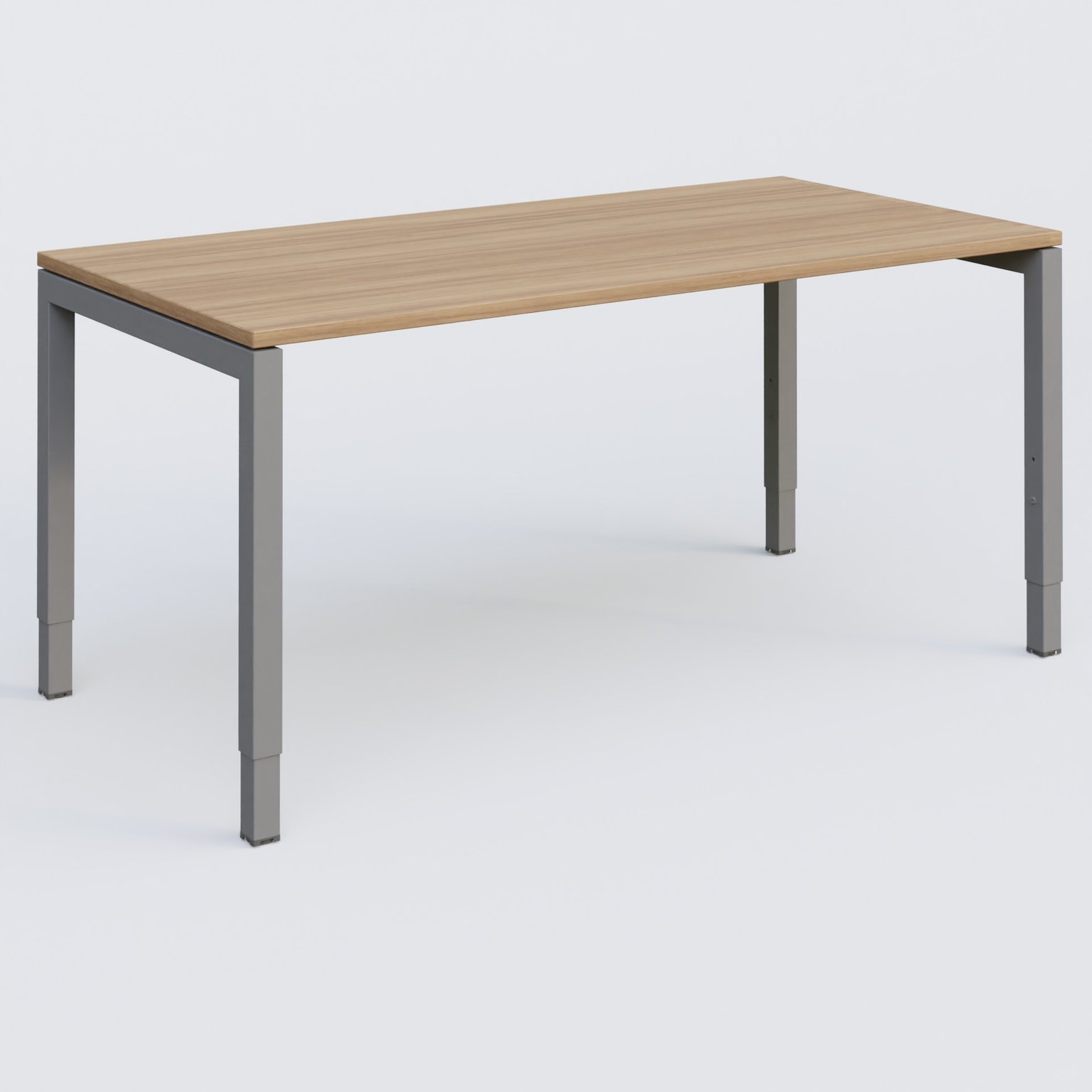 Bureau droit gamme K3 160-80 cm hauteur réglable. Plateau Noyer et pietement Aluminium.