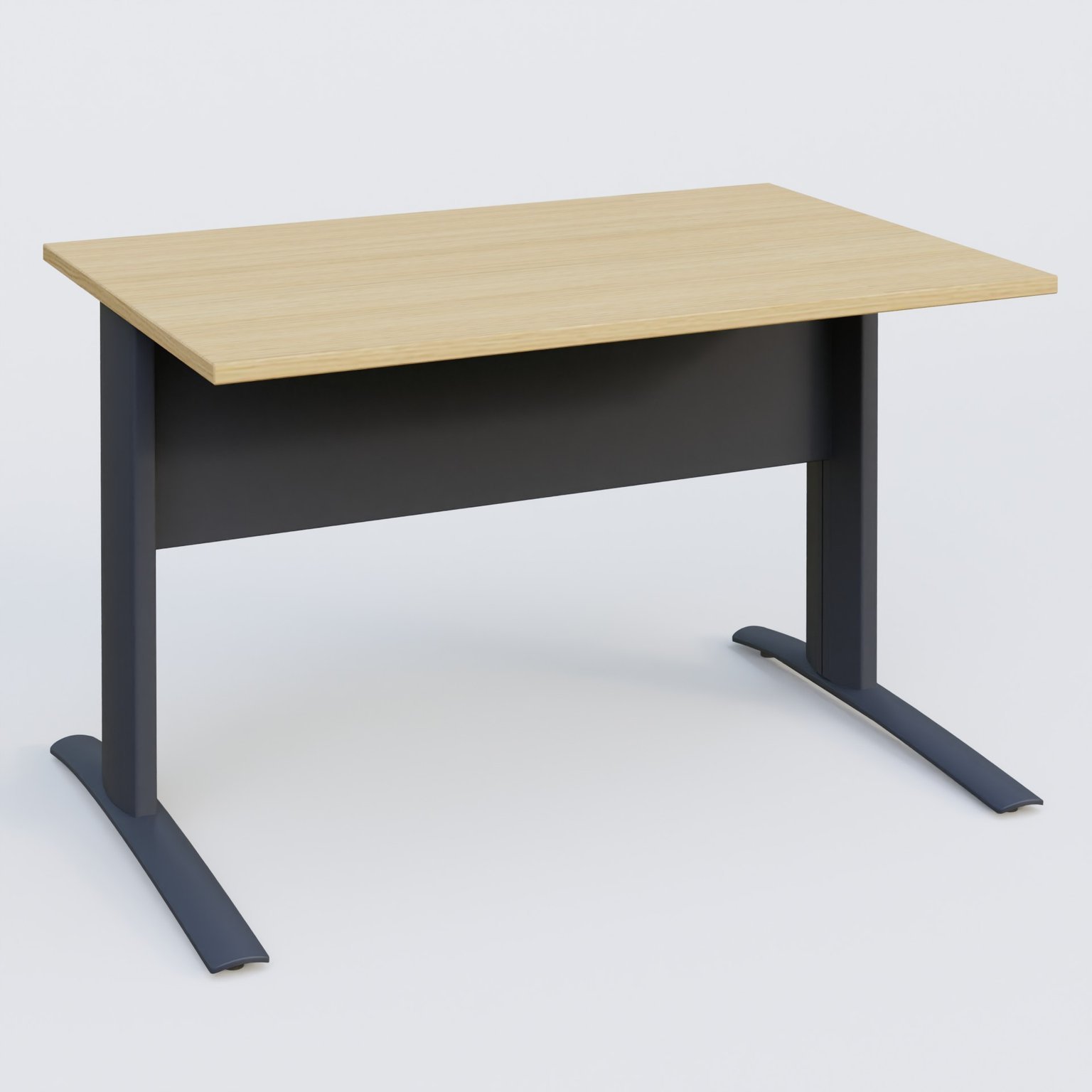 K1 Plateau droit 120x80 avec voile de fond métal. Plateau Chêne clair et pietement Anthracite