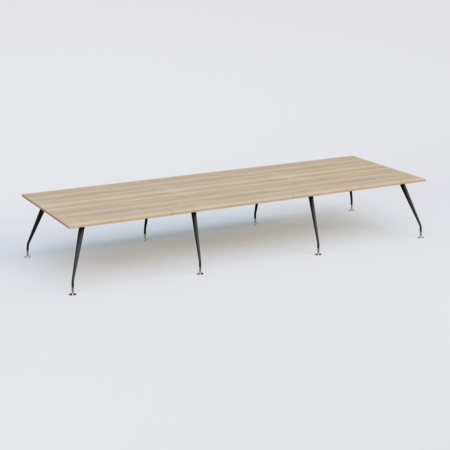 K5 table de reunion 480*165 cm. Plateau Chêne naturel et pietement Noir Mat avec base chromé.