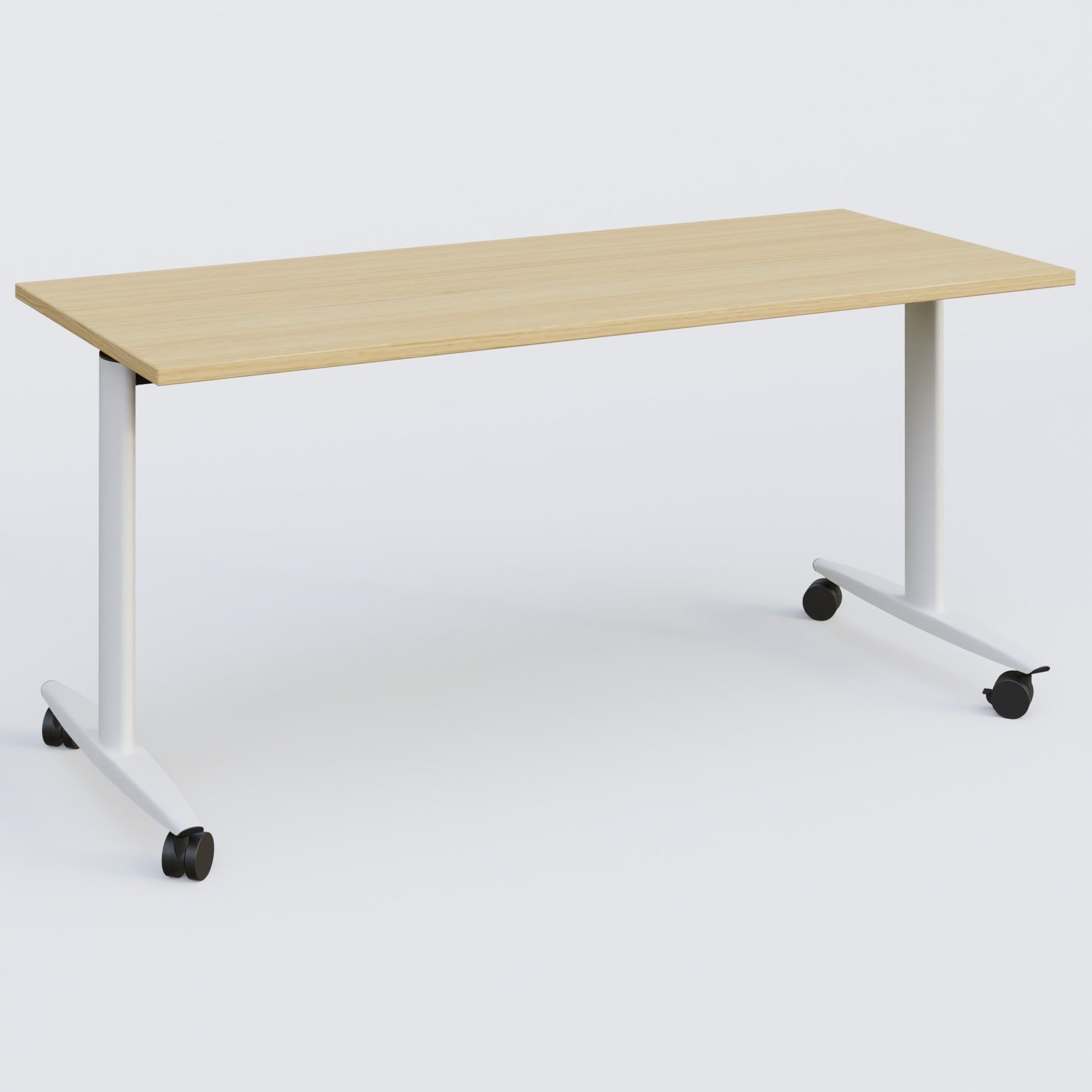 Table abattante gamme Design 160*70 cm. Plateau Chêne clair et pietement Blanc.