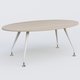 K5 table ovale 200*110 cm. Plateau Acacia et pietement Blanc avec base chromé.