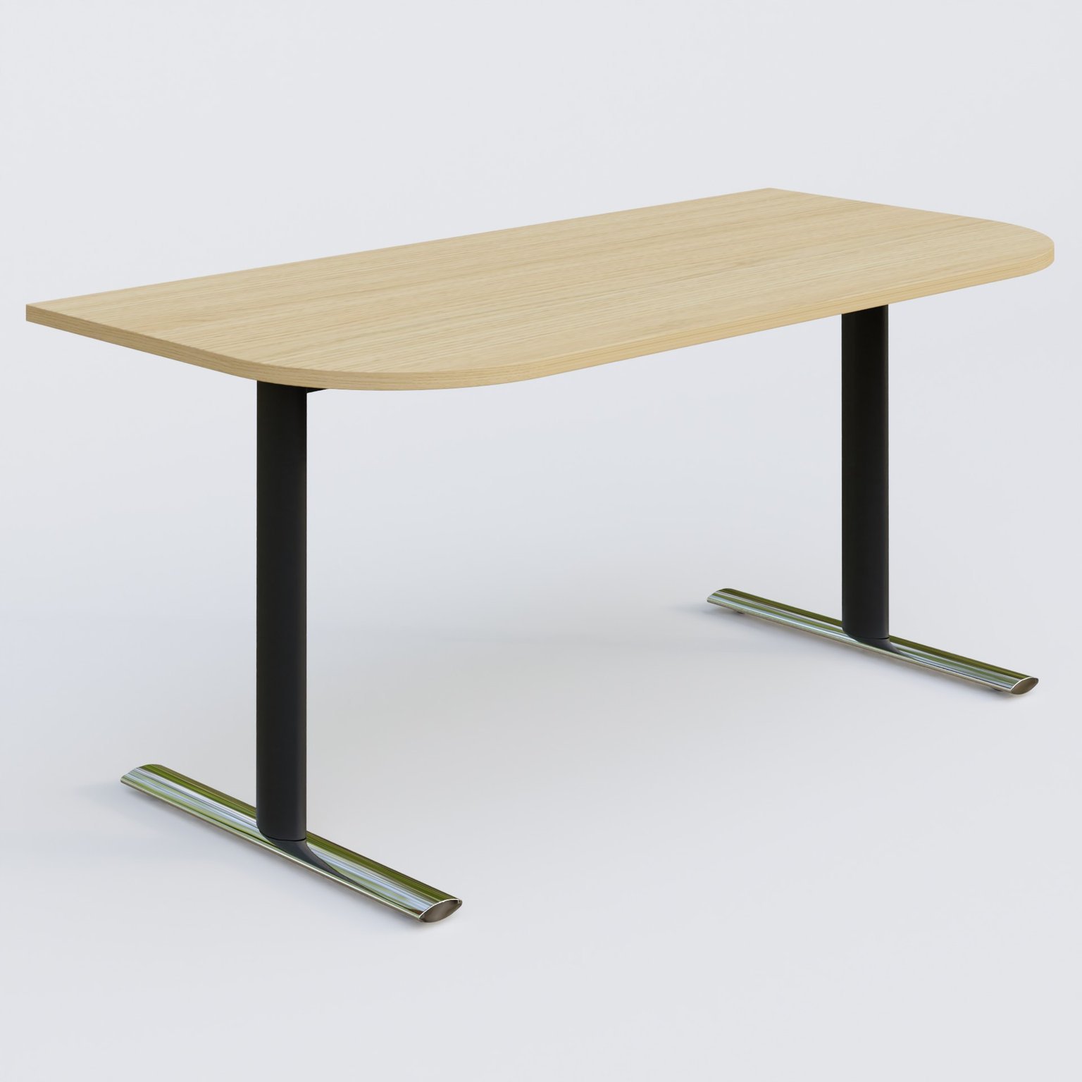 Module d'extrémité gamme Pure 165-80 cm. Plateau Chêne clair et pietement Noir/Chrome.