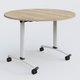 Table ronde gamme Arca D110 cm. Plateau Chêne naturel et pietement Blanc.