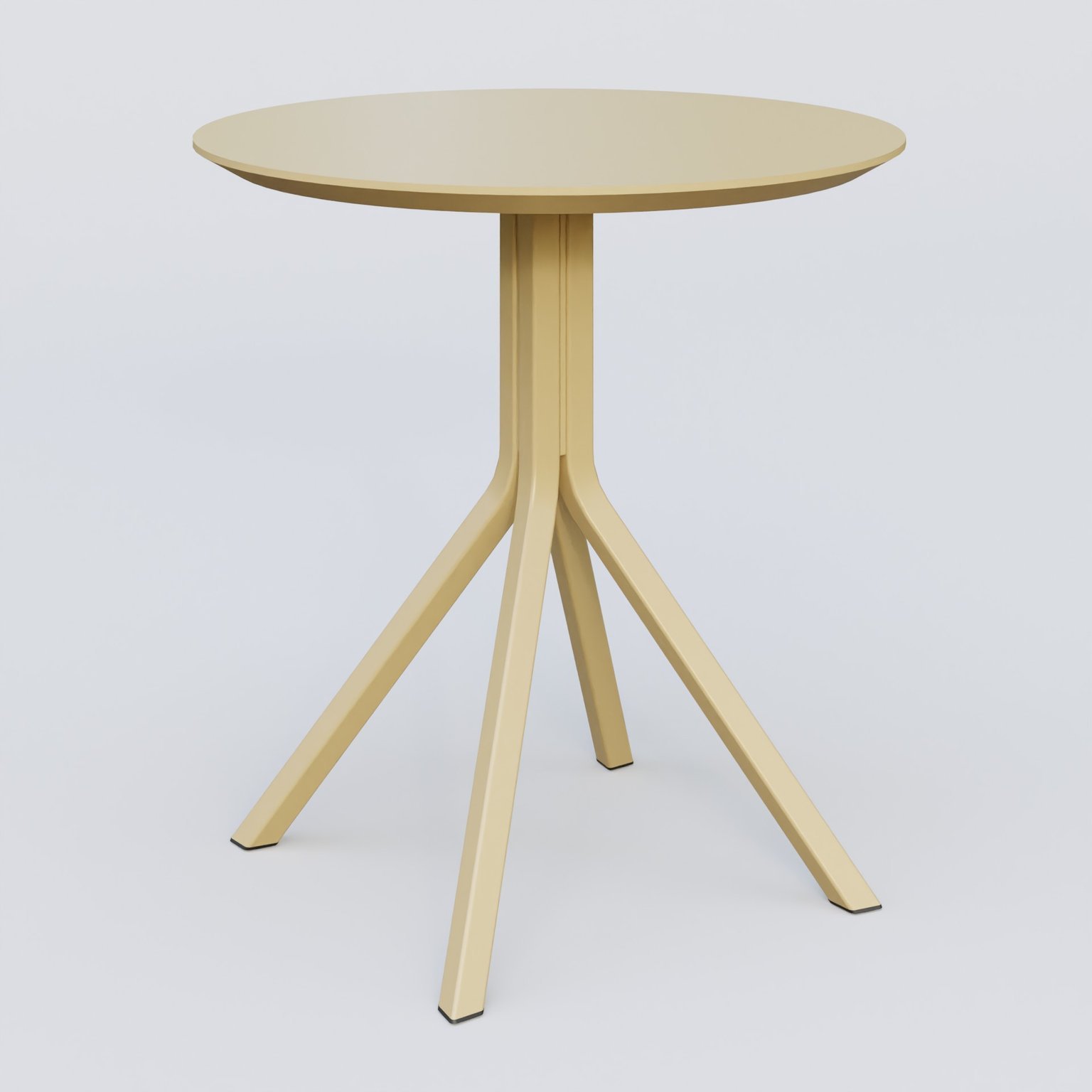 Table Basse Fashion Styl piètement 4 branches en métal et plateau bois. Plateau Jaune Cuivre (RAL 1002) et pietement BO.