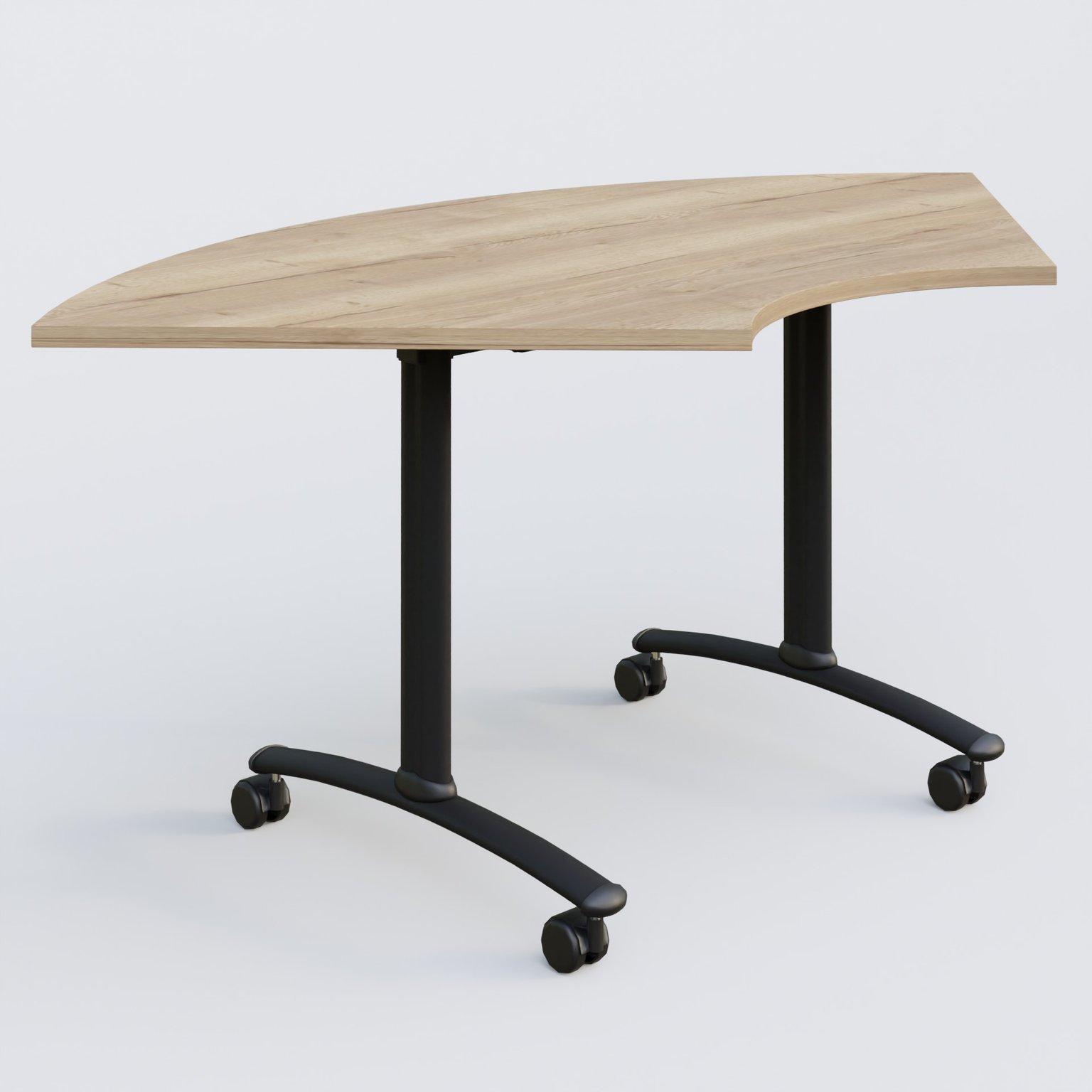 Module 1/4 de couronne pour table abattante gamme Arca 120-120 cm. Plateau Chêne naturel et pietement Noir.