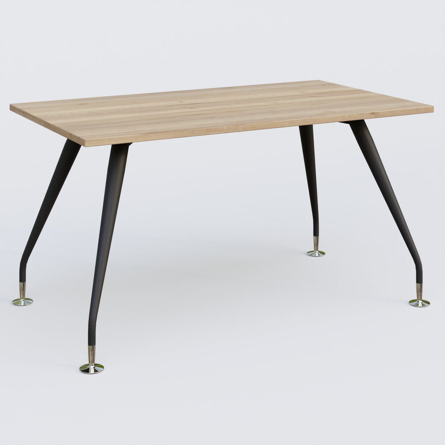 K5 plan droit 140*80 cm. Plateau Chêne naturel et pietement Noir Mat avec base chromé.