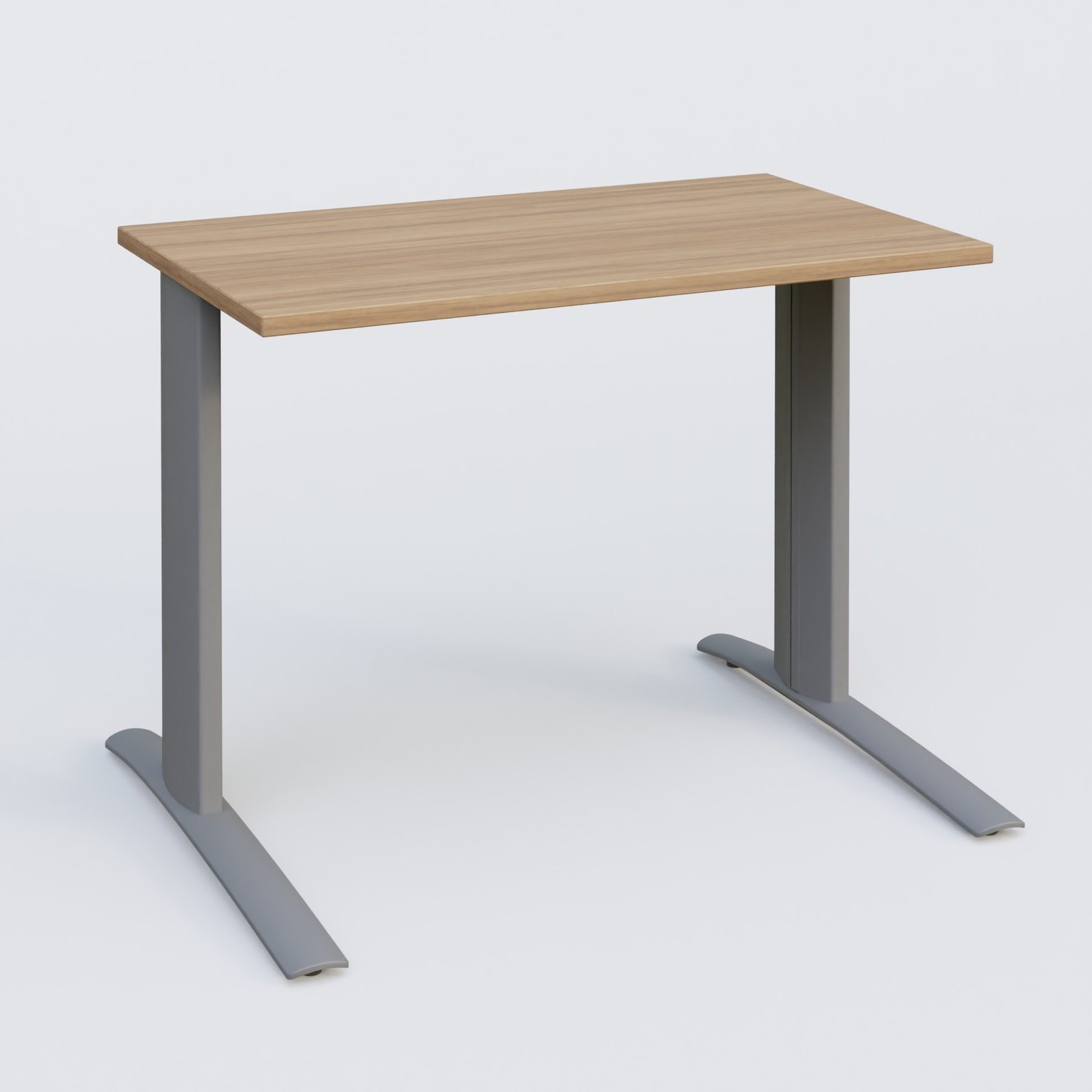 K1 Plateau droit 100x60 pieds fixe. Plateau Noyer et pietement Aluminium