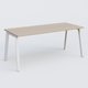 K8 plan droit 180*80 sur pieds fixe. Plateau Acacia et pietement Blanc