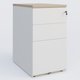 Caisson hauteur de bureau métalique 3 tiroirs avec top de finition, profondeur 80cm. Plateau Acacia et caisson Blanc.