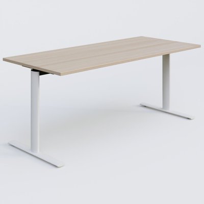 [Pas de famille] - [Pas de sous famille] - Module droit gamme Pure 180-80 cm. Plateau Acacia et pietement Blanc.