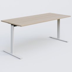 [Pas de famille] - [Pas de sous famille] - Module droit gamme Pure 180-80 cm. Plateau Acacia et pietement Blanc.