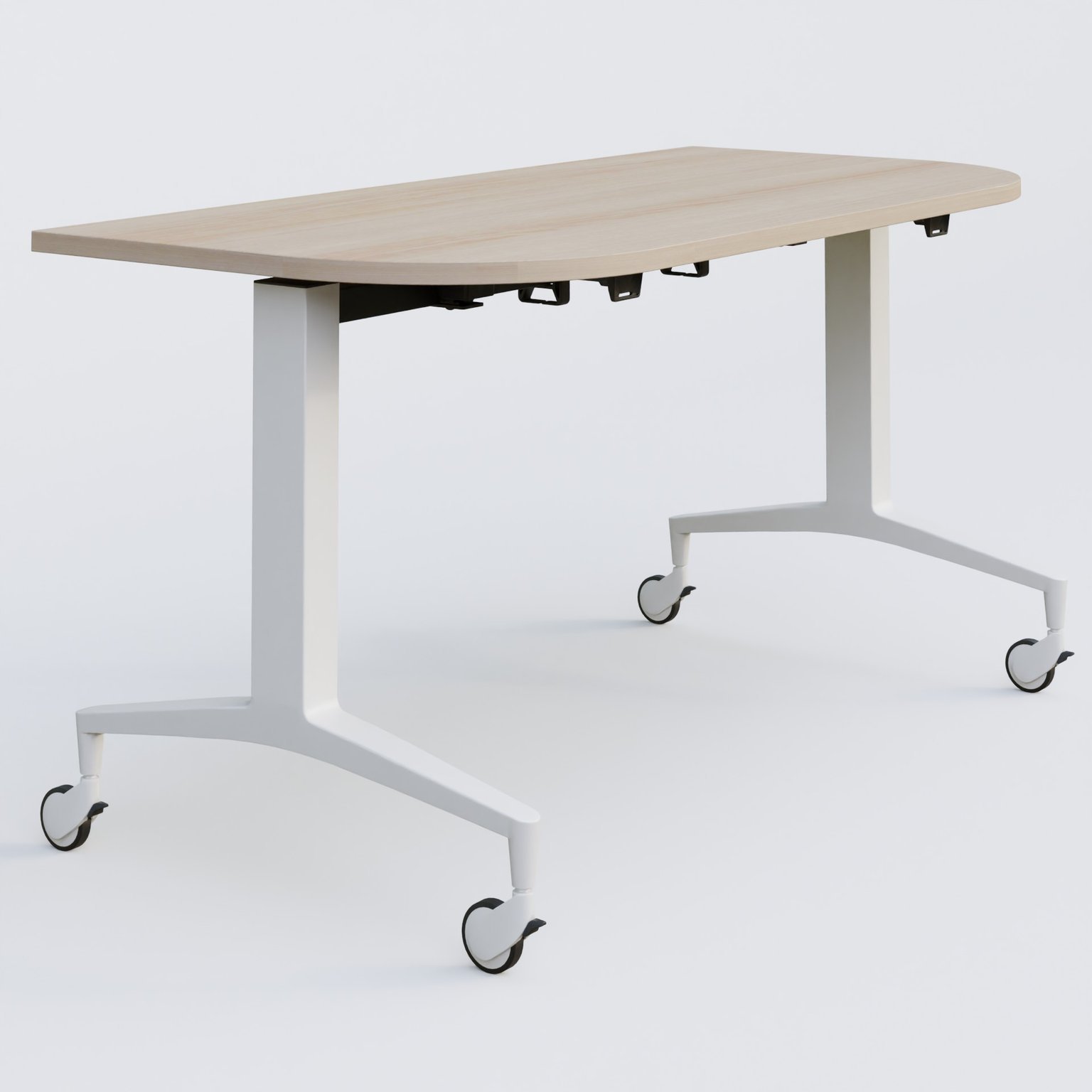 Module d'extrémité de la gamme LEM 145-70 cm. Plateau Acacia et pietement Blanc.