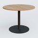Table ronde diametre 110 cm avec pieds colonne centrale. Plateau Noyer et pietement Noir Mat