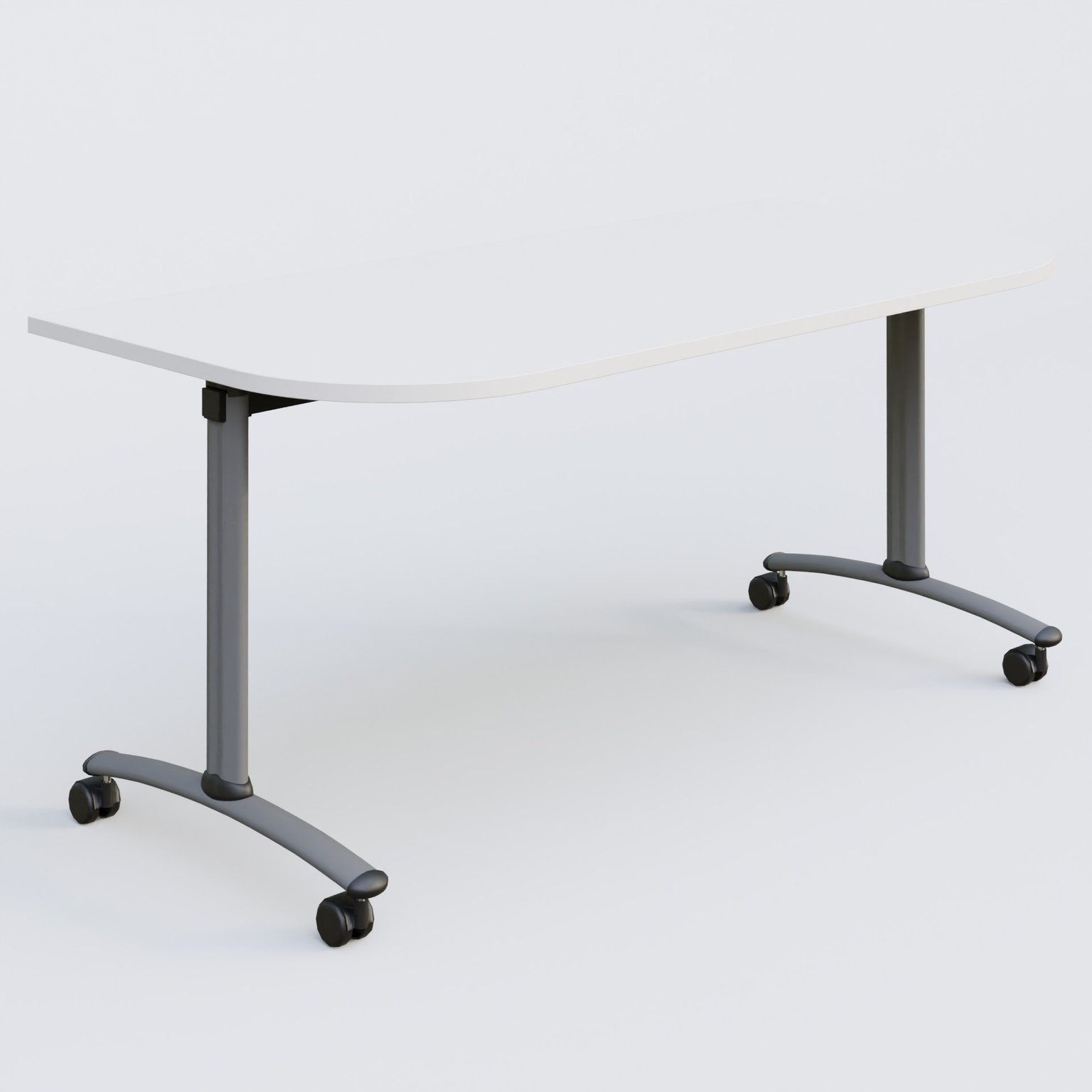 Module d'extrémité pour table abattante gamme Arca 165-80 cm. Plateau Blanc et pietement Aluminium.