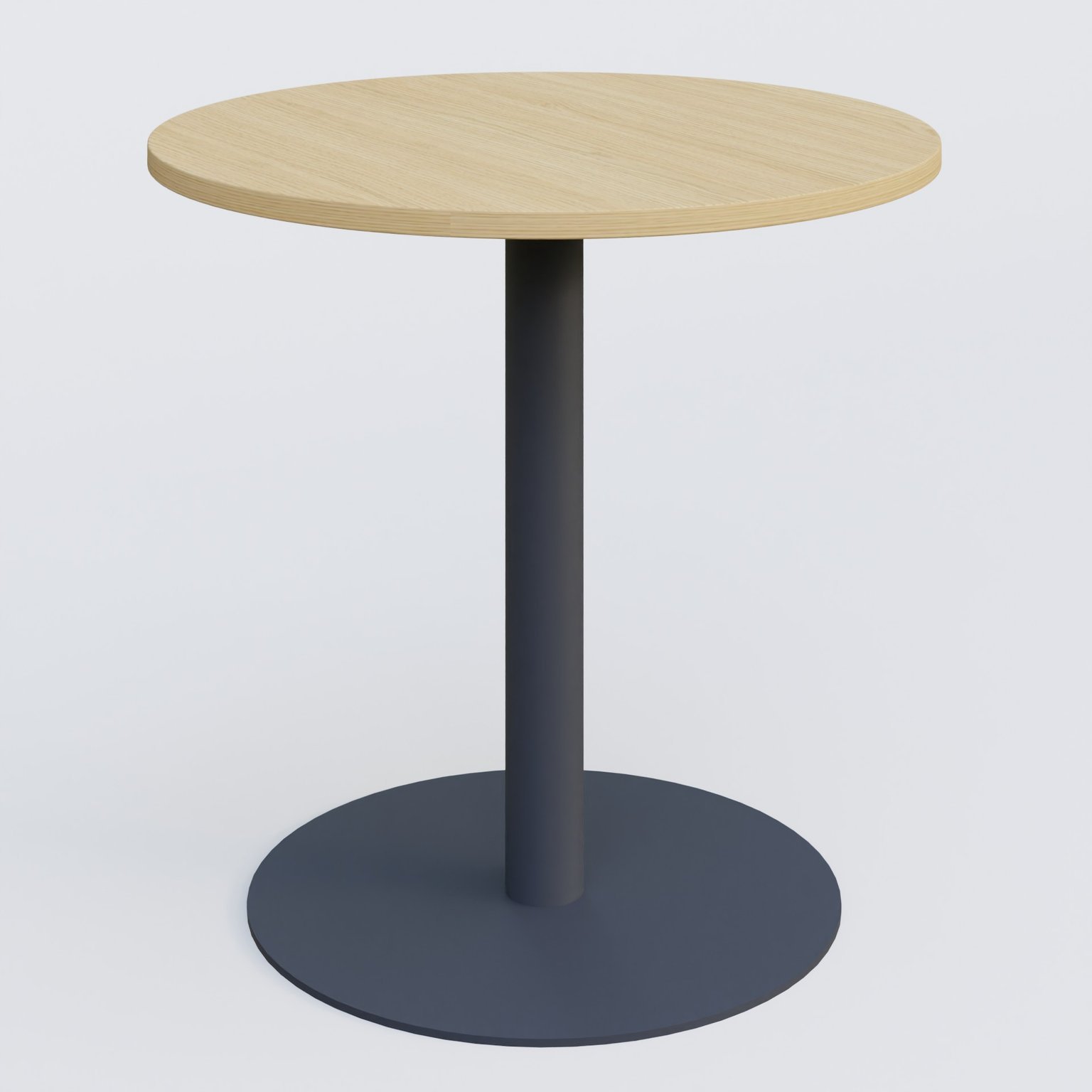 Table de réunion pietement colonne plateau D 80 cm. Plateau Chêne clair et pietement Anthracite.