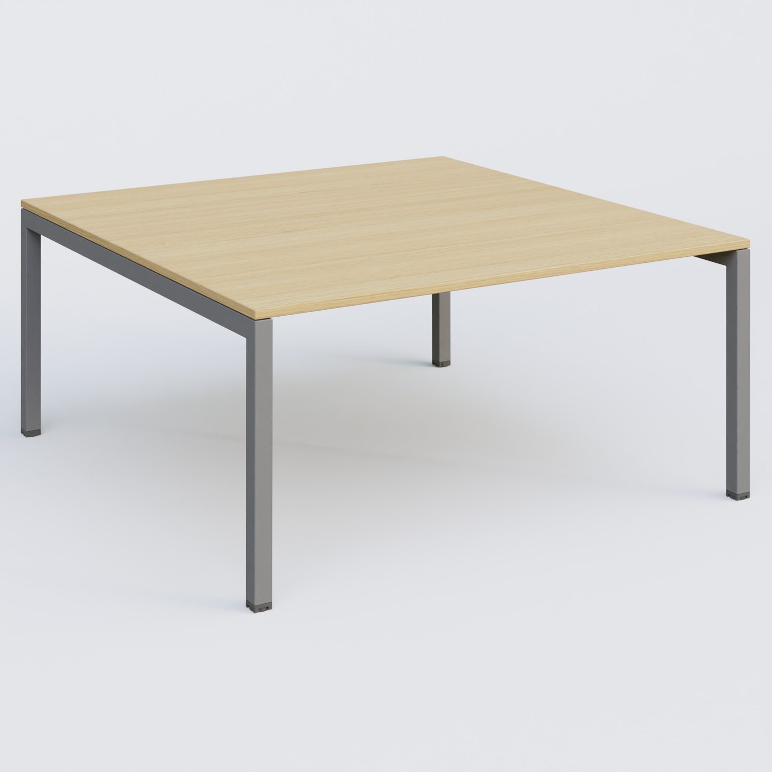K3 Plateau droit 160x165 pieds fixe. Plateau Chêne clair et pietement Aluminium.