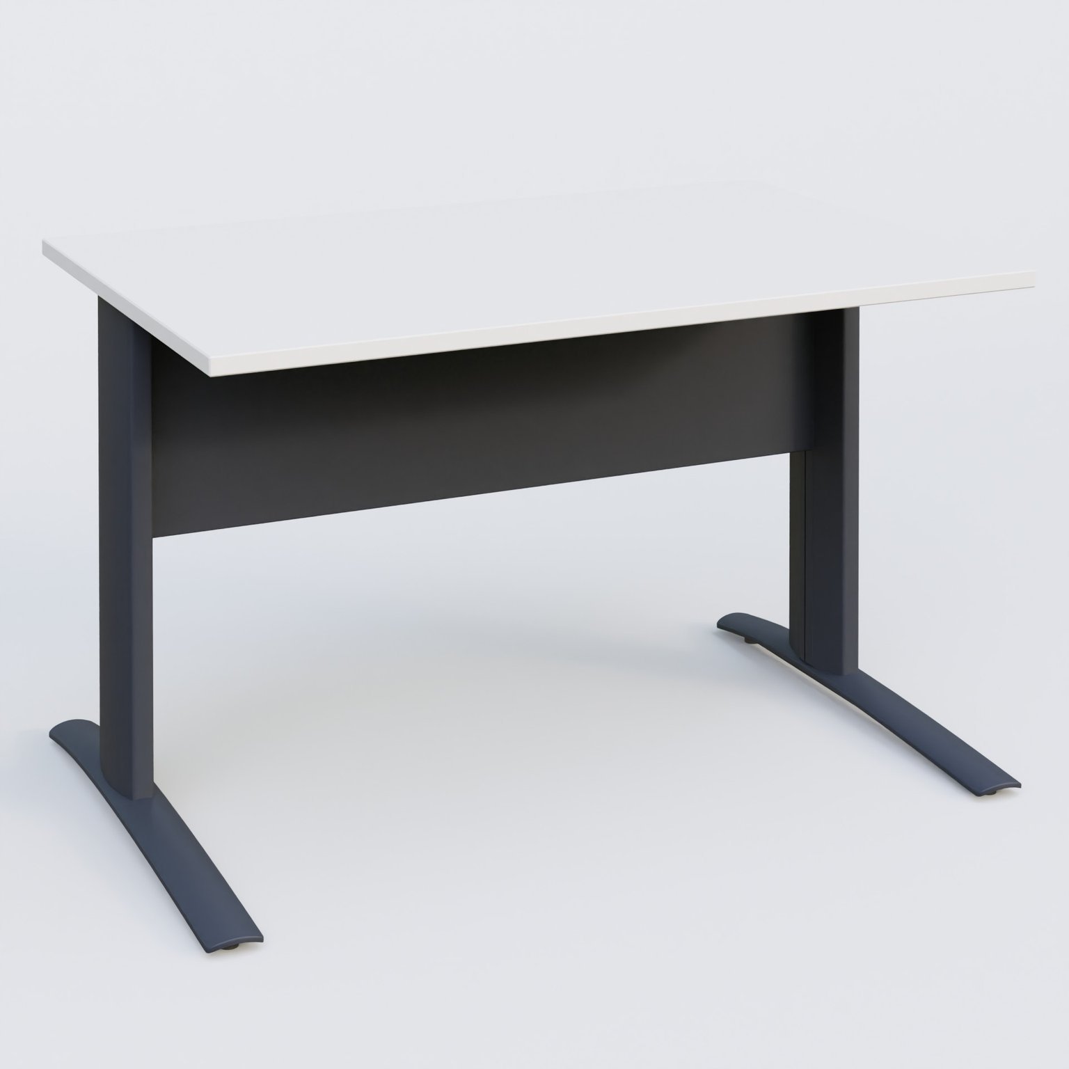 K1 Plateau droit 120x80 avec voile de fond métal. Plateau Blanc et pietement Anthracite