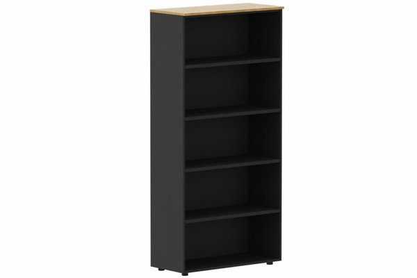 ARMOIRES SANS PORTES / BIBLIOTHEQUES - Hauteur 196 cm - Armoire mélamine H196xL100cm sans portes, Finitions = Top de finition :noyer / Corps d'armoire et tablettes: noir