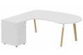 K8Wood Plan compact 90° asymétrique Manager 190x183x104/60cm avec caisson HB bois 3 tiroirs - retour à gauche