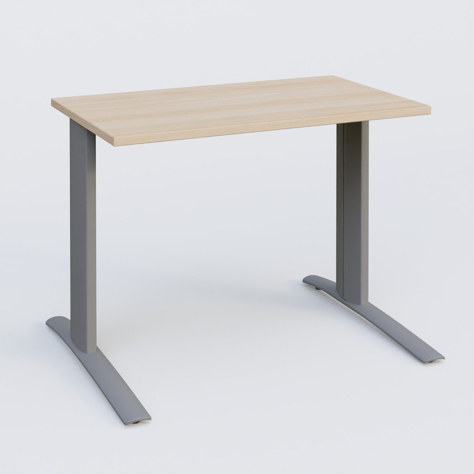 K1 Plateau droit 100x60 pieds fixe. Plateau Hêtre et pietement Aluminium