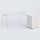 Extensions retour sur caisson 100*60 cm avec 3 tiroirs pour bureau K9. Plateau Blanc et caissonBlanc.
