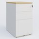 Caisson hauteur de bureau métalique 3 tiroirs avec top de finition, profondeur 60cm. Plateau Chêne clair et caisson Blanc.