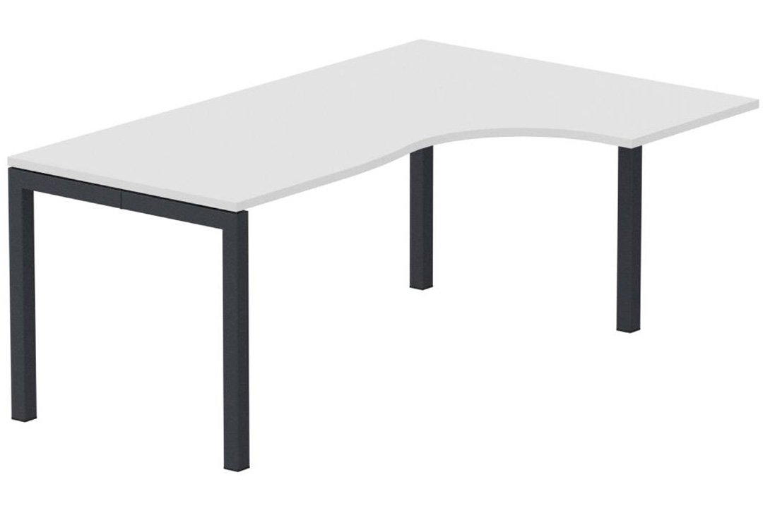 K3 Compact 90° asymétrique 180x120x80/60cm retour à droite, plateau blanc, structure anthracite