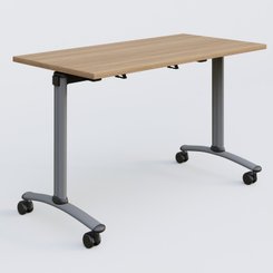 [Pas de famille] - [Pas de sous famille] - Table abattante gamme Arca 120-60 cm. Plateau Noyer et pietement Aluminium.
