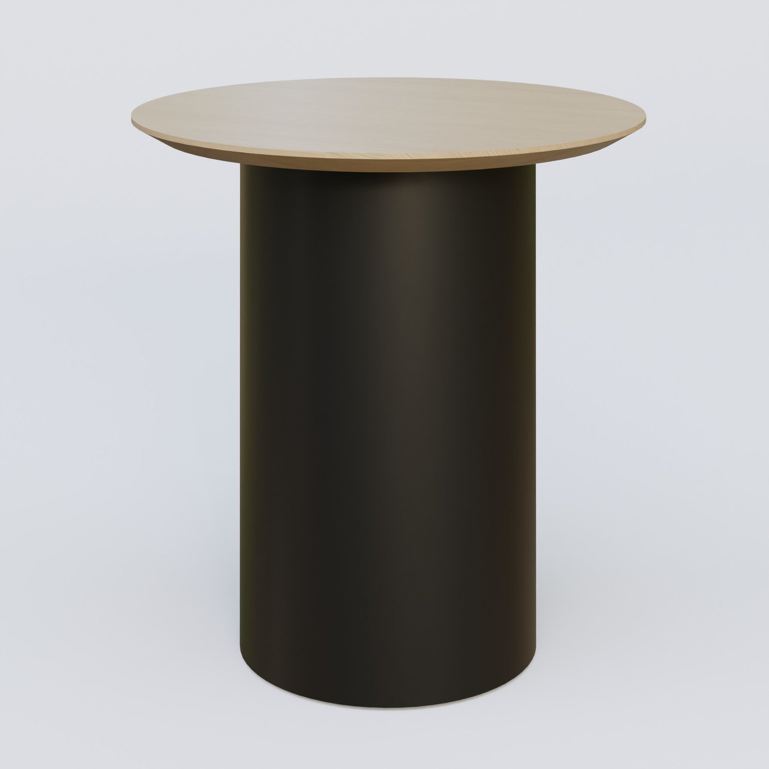 Table Basse Fashion Styl piètement colonne en métal D-26cm et plateau bois. Plateau Chêne et pietement Noir (RAL 9005).